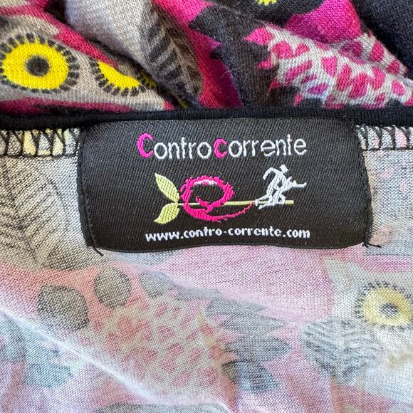 Contro Corrente Pink Black and White Drop Waist Sleeveless Owl Print Dress S - Picture 7 of 9